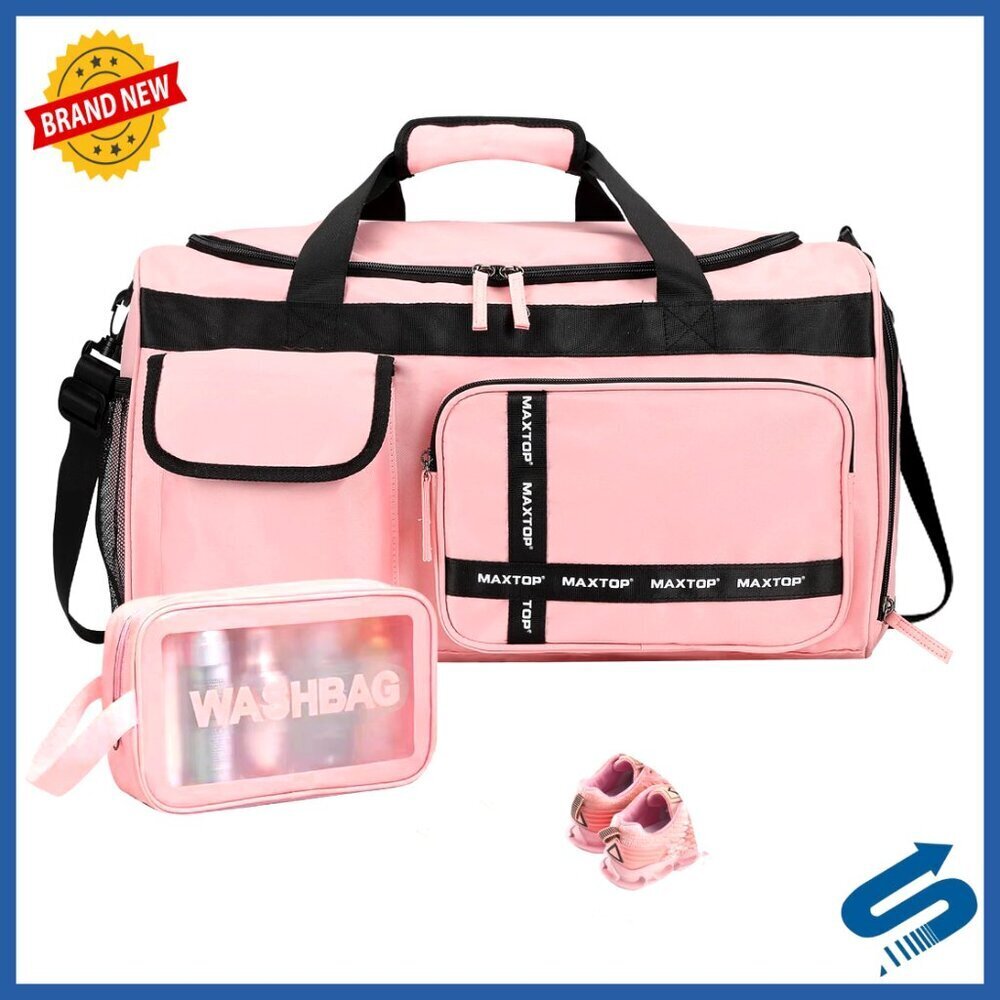 Large Capacity Gym Duffel Bag with Shoe Compartment, Wet/Dry Separation, Travel